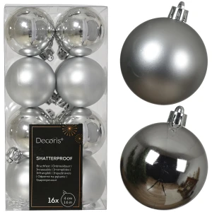 Srebrne bombki choinkowe 4 cm nietłukące mix 16 szt