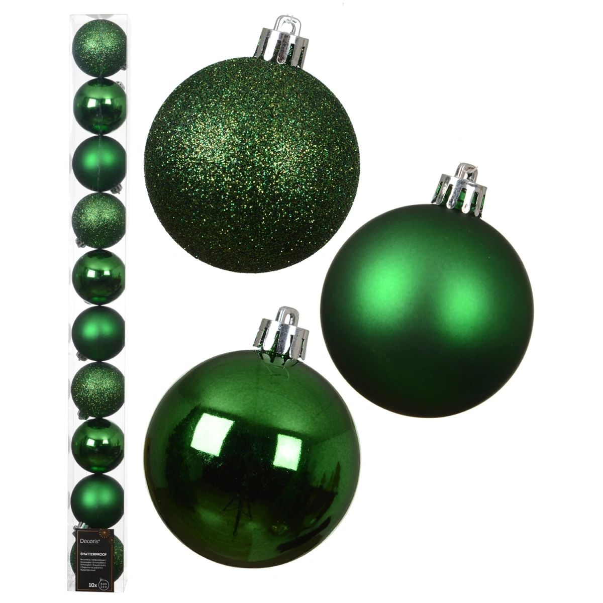 Zielone plastikowe bombki choinkowe 6 cm kpl. 10 szt.