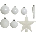 Biały zestaw plastikowych bombek choinkowych 33 el. 5-8 cm