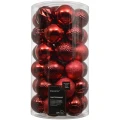 Czerwony zestaw plastikowych bombek choinkowych 34 szt 8 cm