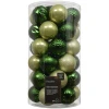 Zielono-pistacjowe plastikowe bombki choinkowe kpl 37 szt. 6 cm