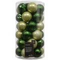 Zielono-pistacjowe plastikowe bombki choinkowe kpl 37 szt. 6 cm
