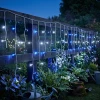 Kurtyna świetlna 490LED 20m ciepły biały/niebieski FLASH przezroczysty kabel