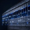 Kurtyna świetlna 490LED 20m ciepły biały/niebieski FLASH przezroczysty kabel