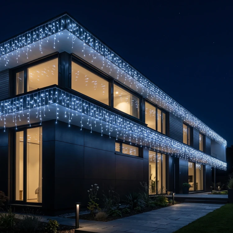 Kurtyna świetlna 490LED 20m zimny biały FLASH biały kabel
