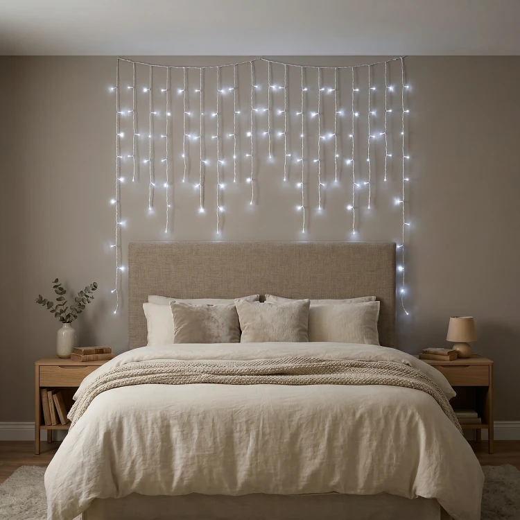 Kurtyna świetlna 119LED 5m zimny biały FLASH biały kabel