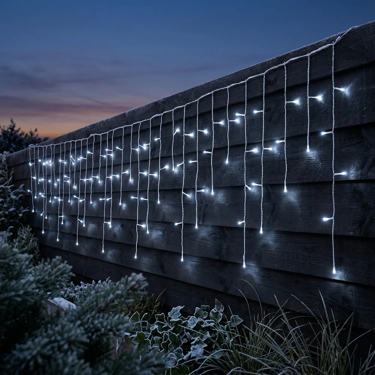 Kurtyna świetlna 119LED 5m zimny biały FLASH biały kabel