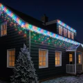 Kurtyna świetlna 175LED 7,5m wielokolorowe FLASH przezroczysty kabel