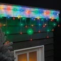 Kurtyna świetlna 175LED 7,5m wielokolorowe FLASH przezroczysty kabel