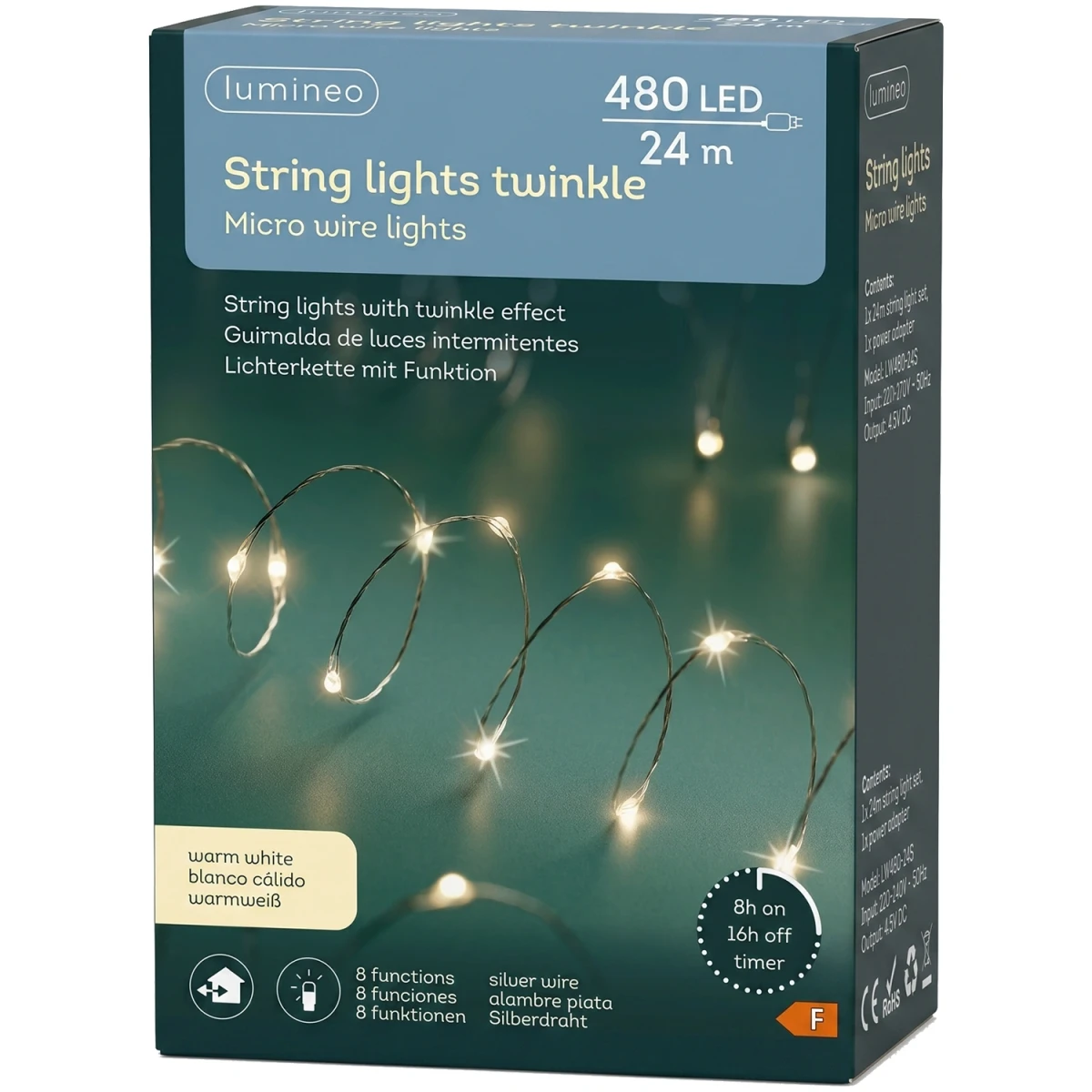 Lampki choinkowe 480 LED 24 m Ciepły Biały IP44