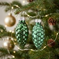 Zielone szklane szyszki choinkowe - 6 cm kpl. 12 szt.