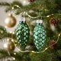 Zielone szklane szyszki choinkowe - 6 cm kpl. 12 szt.