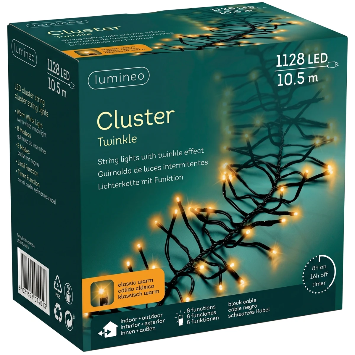 Lampki choinkowe CLUSTER TWINKLE 1128LED 10,5m klasyczny ciepły