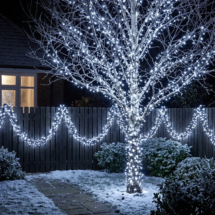 Lampki choinkowe CLUSTER TWINKLE 3000LED 28m zimny biały