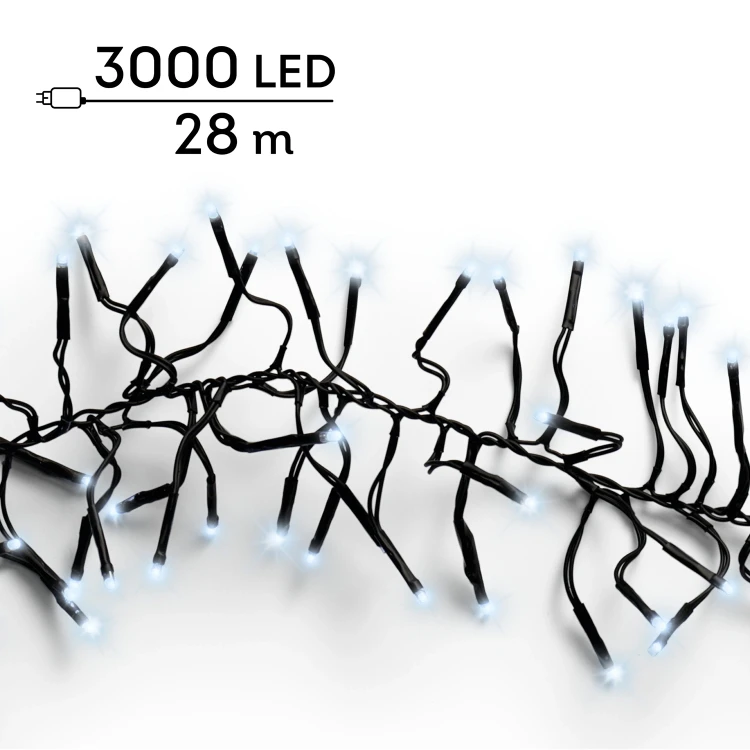 Lampki choinkowe CLUSTER TWINKLE 3000LED 28m zimny biały