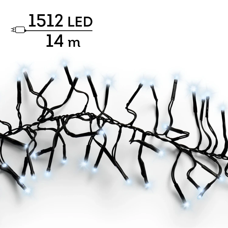 Lampki choinkowe CLUSTER TWINKLE 1512LED 14m zimny biały