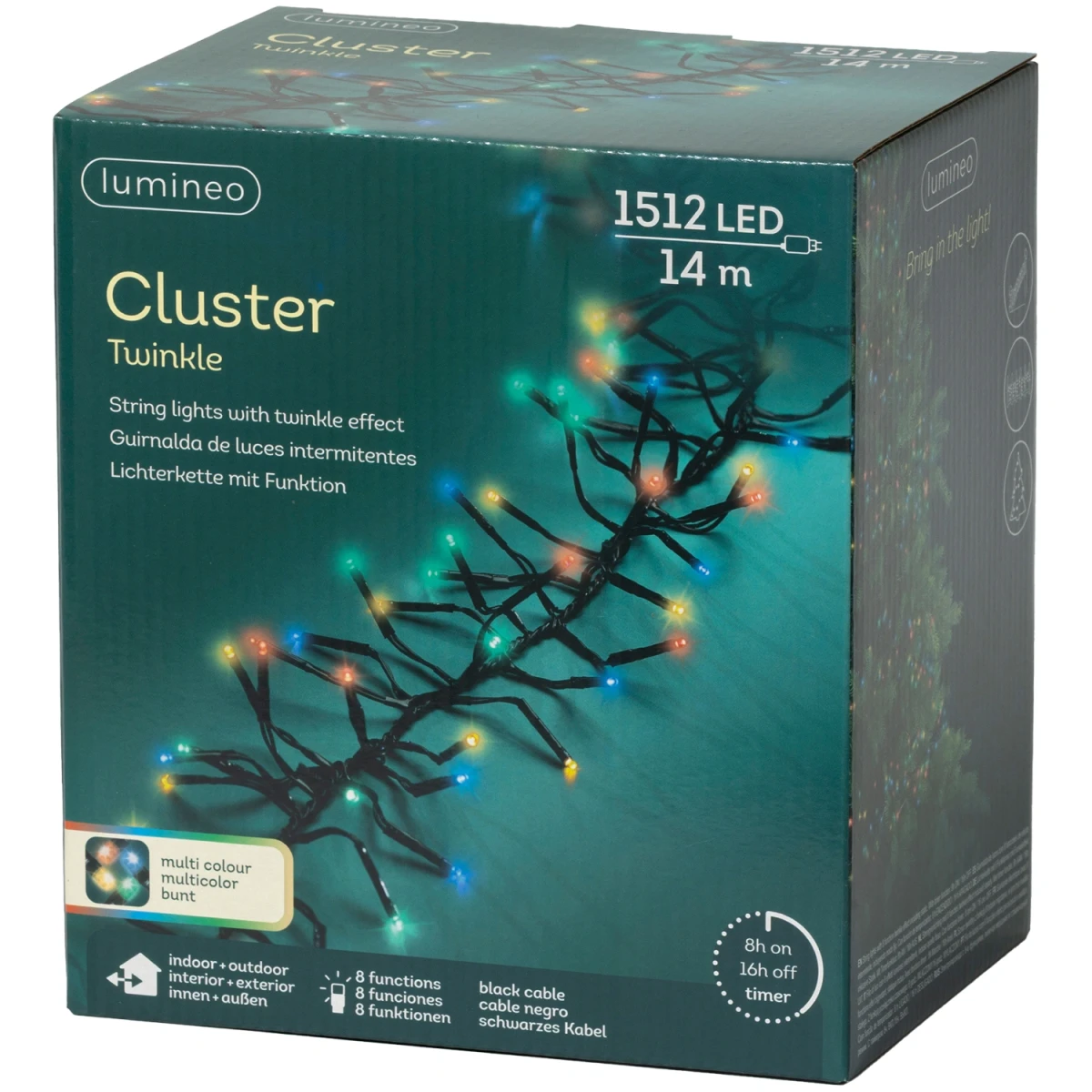 Lampki choinkowe CLUSTER TWINKLE 1512LED 14m wielokolorowe