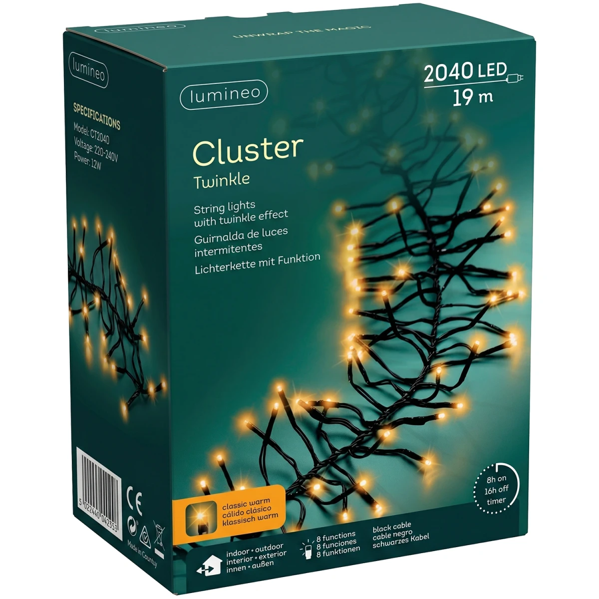 Lampki choinkowe CLUSTER TWINKLE 2040LED/19m klasyczny ciepły