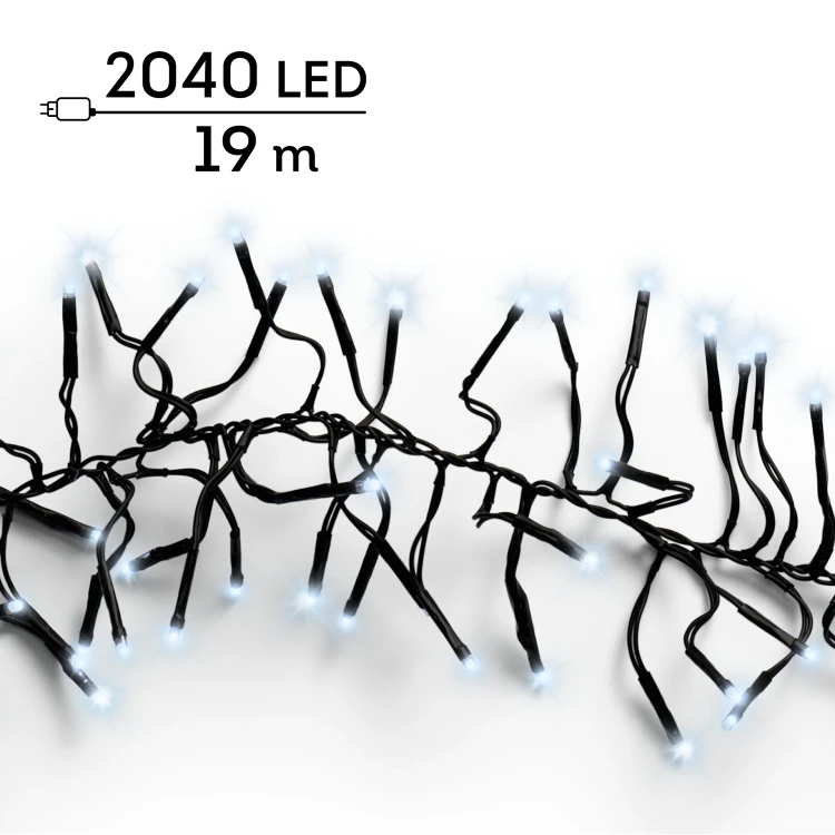 Lampki choinkowe CLUSTER TWINKLE 2040LED 19m zimny biały