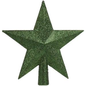 Brokatowa gwiazda choinkowa zielona 19 cm