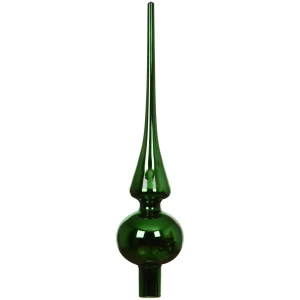 Zielony błyszczący szklany szpic choinkowy 26 cm