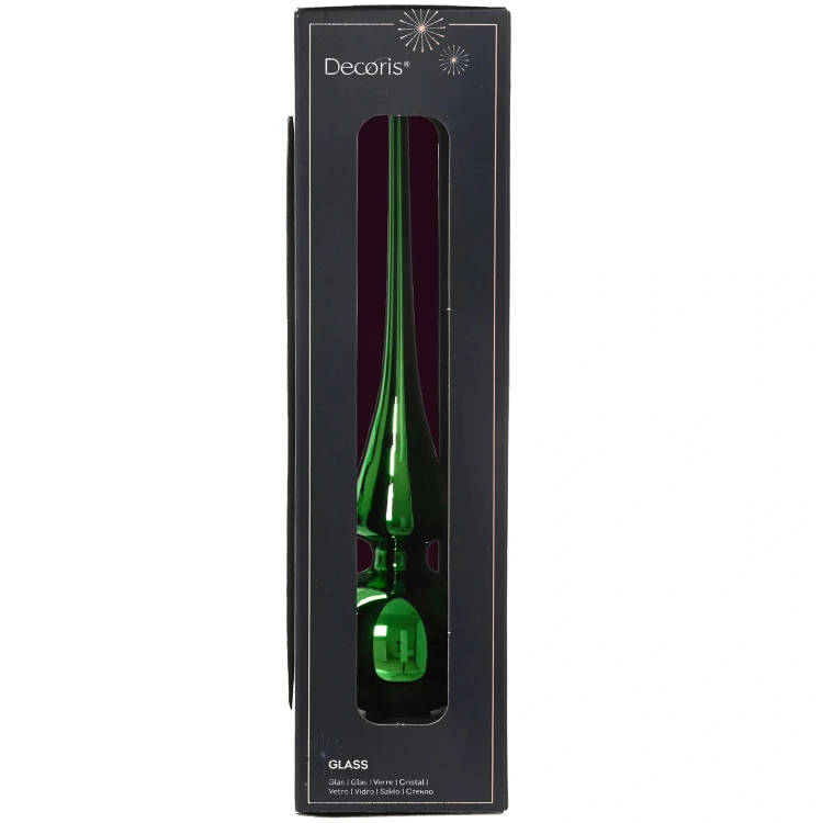 Zielony błyszczący szklany szpic choinkowy 26 cm