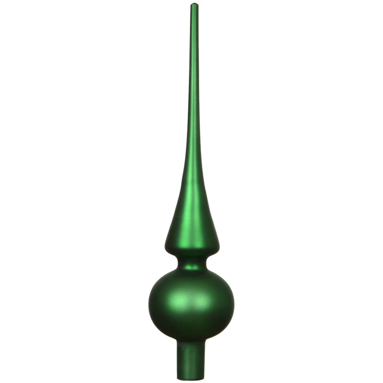 Zielony szklany szpic choinkowy 26cm matowy