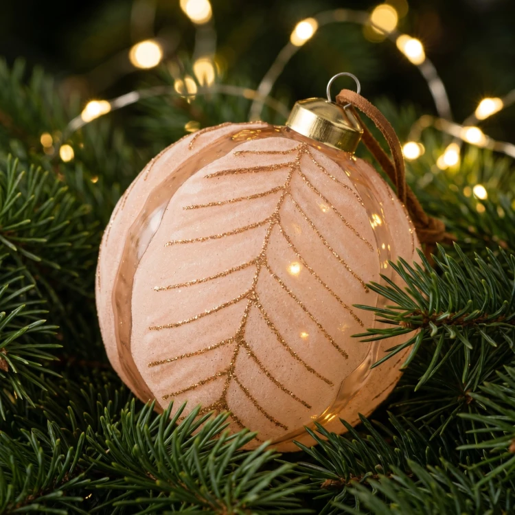 Pomarańczowo-zielone bombki szklane połysk żłobione 6 szt. 8 cm