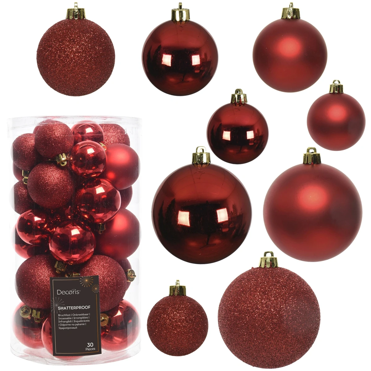 Czerwone bombki choinkowe 4-6 cm kpl. 30 szt. (id: 5536)