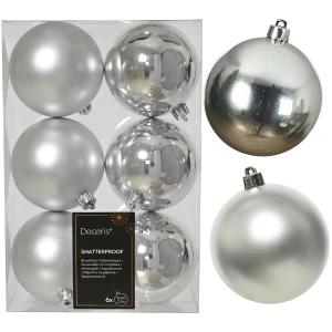 Bombki choinkowe srebrne 8 cm 6 szt KAEMINGK 022051
