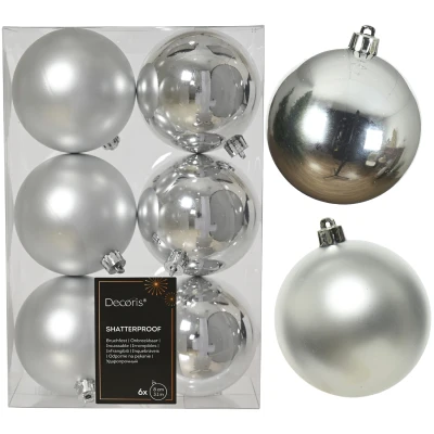 Bombki choinkowe srebrne 8 cm 6 szt KAEMINGK 022051