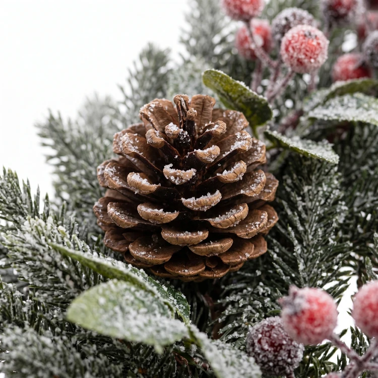 Wianek z szyszkami i jagodami 60cm ośnieżony KAEMINGK 685141