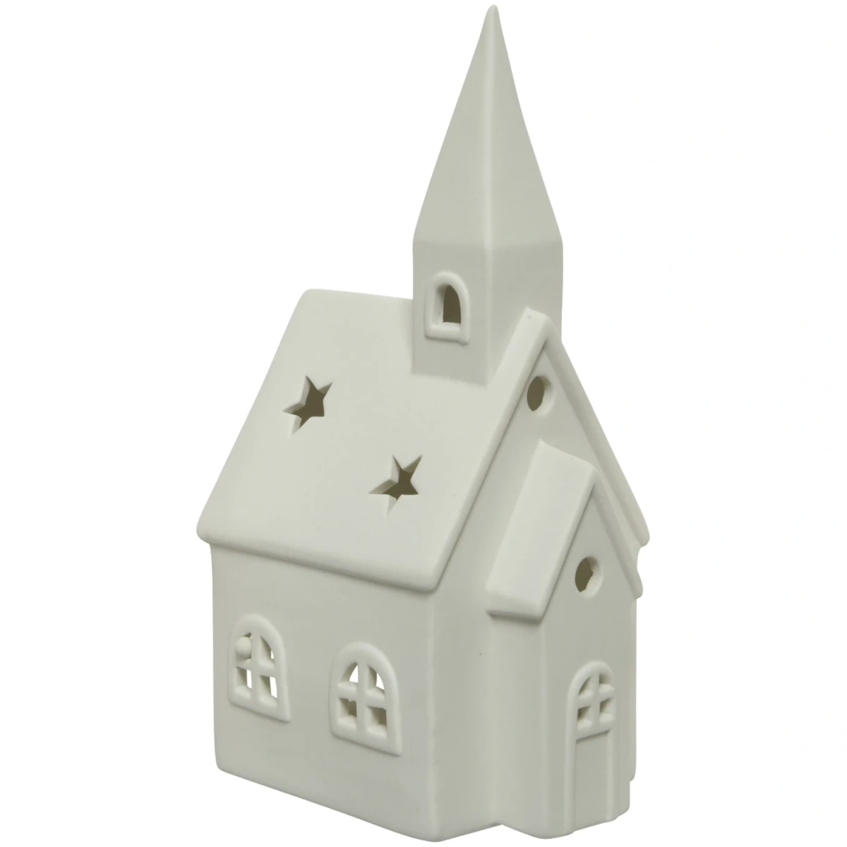 Lampion ceramiczny Kościółek biały 16cm z kamionki KAEMINGK 521249-1
