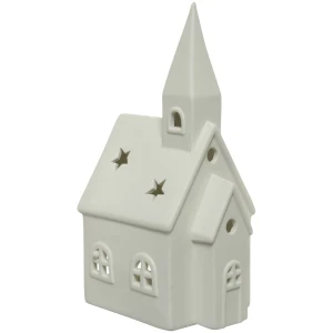 Lampion ceramiczny Kościółek biały 16cm z kamionki KAEMINGK 521249-1