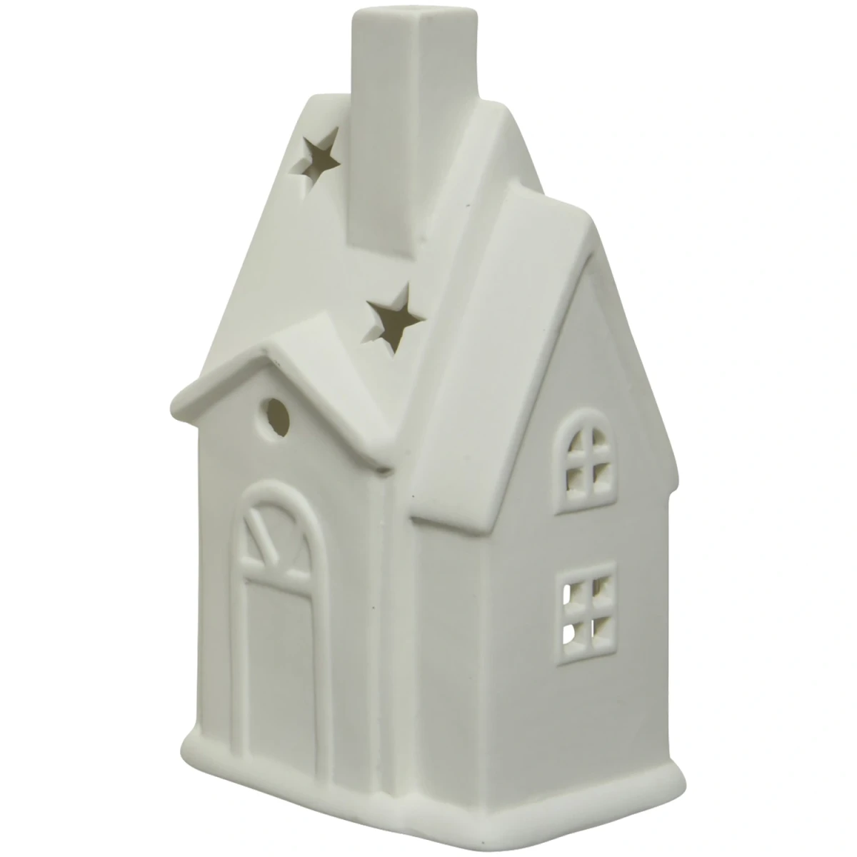 Lampion ceramiczny Domek biały 16 cm z kamionki KAEMINGK 521249-3