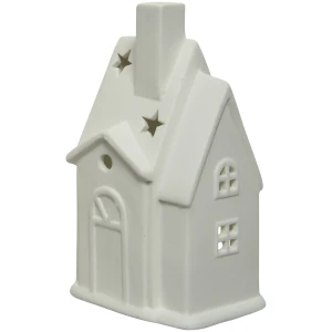 Lampion ceramiczny Domek biały 16 cm z kamionki KAEMINGK 521249-3