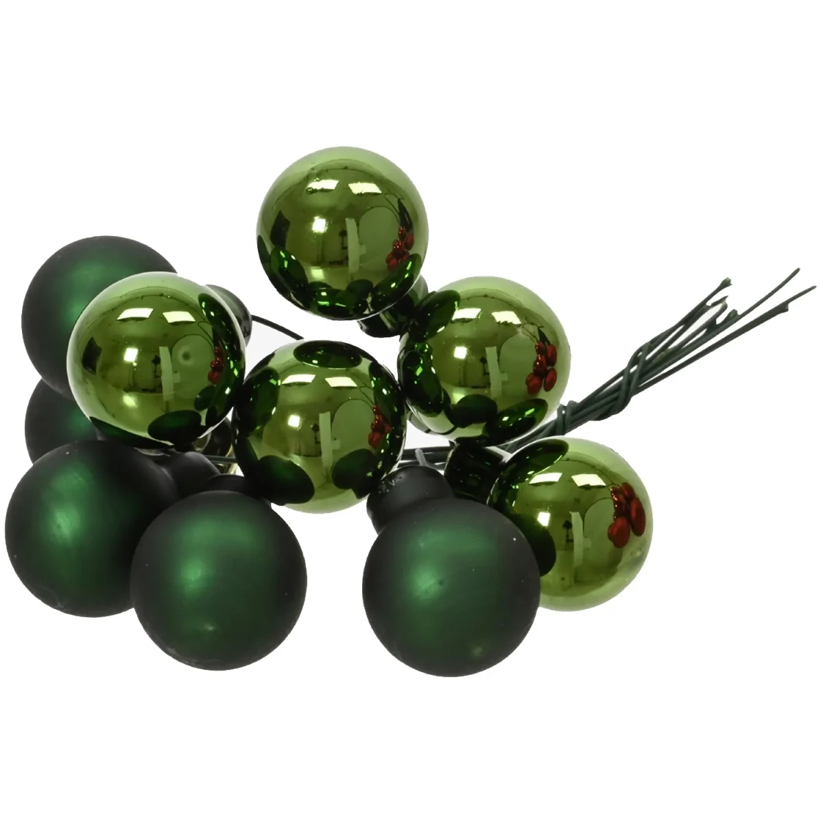 Bombki choinkowe na druciku ciemnozielone 2 cm 10 szt. KAEMINGK 715143-1