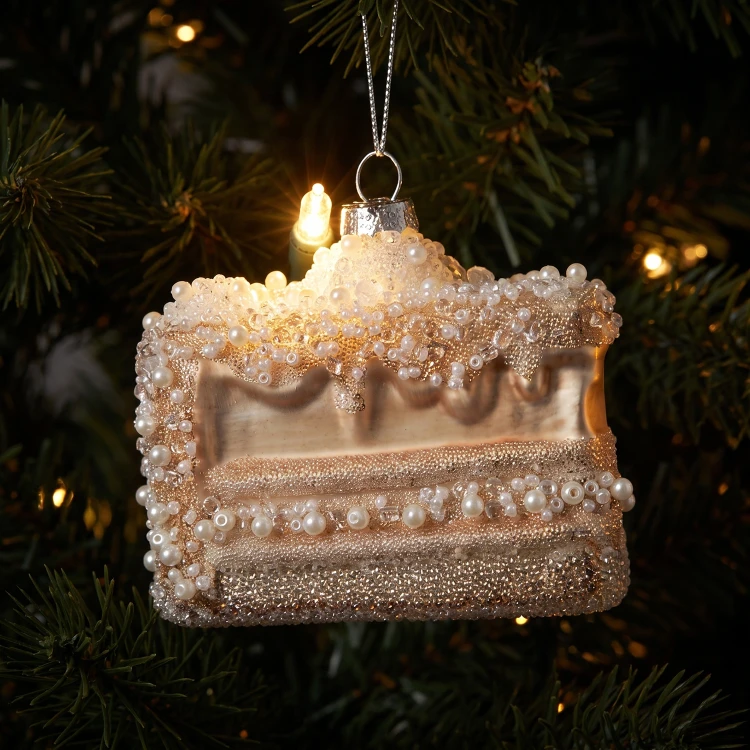 Szklana zawieszka choinkowa Tort 8x7x7 cm brązowa KAEMINGK 123904