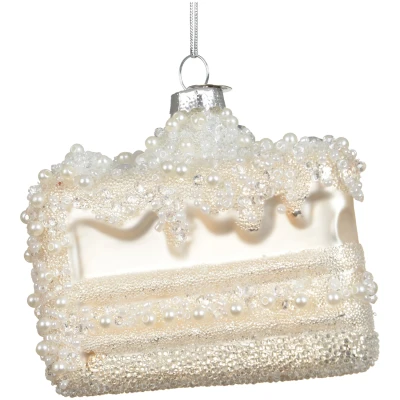 Szklana zawieszka choinkowa Tort 8x7x7 cm biała KAEMINGK 123904