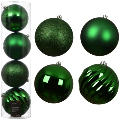 Bombki plastikowe 14 cm żywy zielony zestaw 4 szt. KAEMINGK 023195