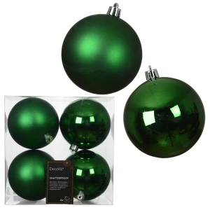 Plastikowe zielone bombki choinkowe 4 szt 10 cm mix KAEMINGK 023228