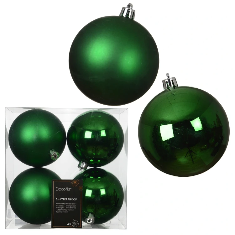 Plastikowe zielone bombki choinkowe 4 szt 10 cm mix KAEMINGK 02322