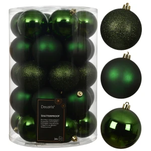 Zielone plastikowe bombki choinkowe 34 szt. 8 cm KAEMINGK 023318