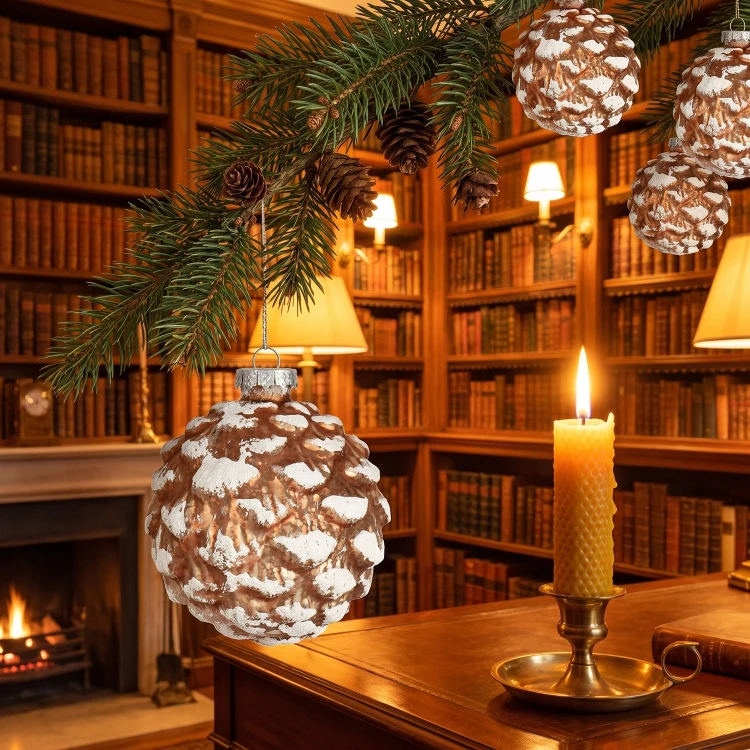 Bombki szklane szyszki 8 cm brązowe 3 szt. KAEMINGK