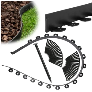 Elastyczne obrzeże trawnikowe FLEXI 40 mm 20 m czarne + 40 kotew GardenPlus