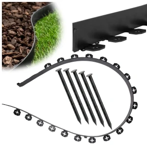 Elastyczne obrzeże FLEXI 40mm 1m czarne plastikowe + 5 kotew  GardenPlus