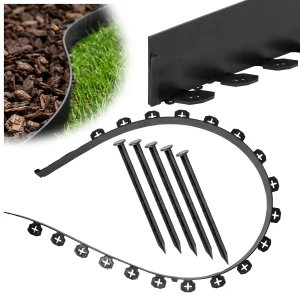 Elastyczne obrzeże FLEXI 60mm 1m czarne plastikowe + 5 kotew GardenPlus