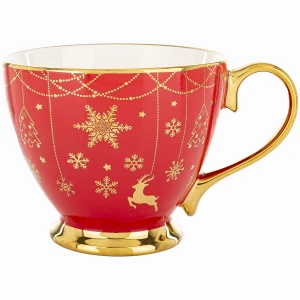 Kubek porcelanowy świąteczny 380 ml czerwono-złoty ART-POL A182116