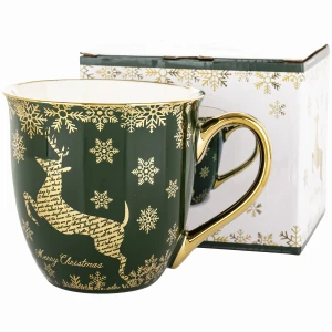 Kubek świąteczny porcelanowy 560 ml zielony ART-POL A182112