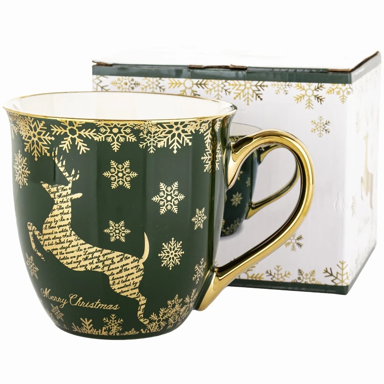 Kubek świąteczny porcelanowy 560 ml zielony ART-POL A182112